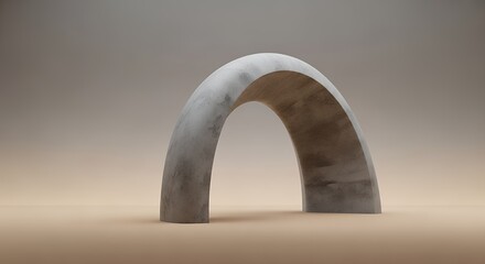 Modern Concrete Arch Sculpture with Mixed Materials