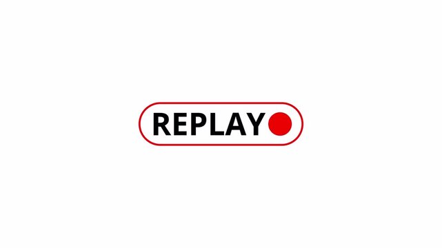 Replay text button animation for video camera and camcorder recordings ,Vertical VHS Replay Overlay with Alpha channel for video editing, cinematic overlays. replay icon motion graphic animation.