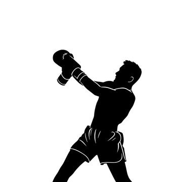 Aggressive Boxer Uppercut Silhouette