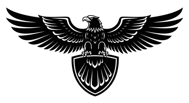 Black Eagle Shield Logo Design Element.