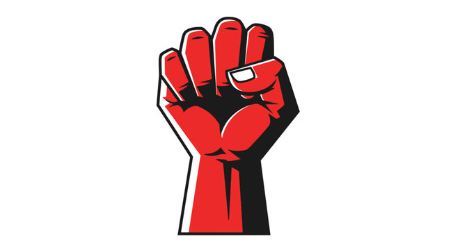 Raised Red Fist Protest Symbol Hand.
