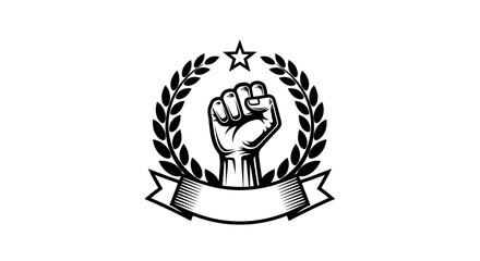 Raised Fist Emblem with Laurel Wreath.