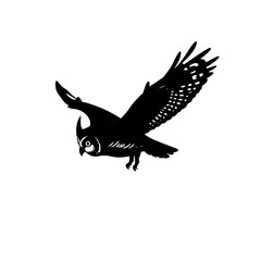 Great Horned Owl in Flight Minimal Silhouette