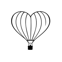 Obraz premium Heart Air Balloon Outline Silhouette