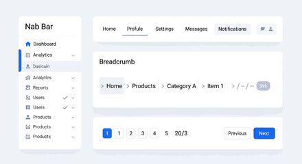 Web UI Design: Dashboard and Breadcrumb Navigation Elements