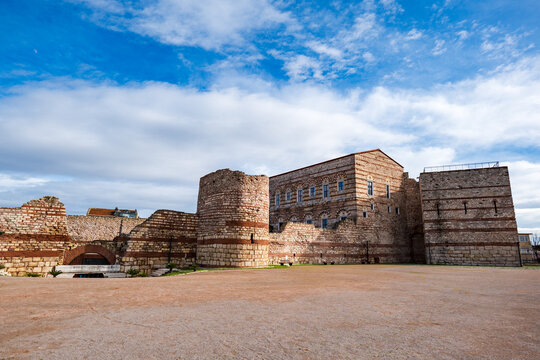 The Tekfur Palace Museum in Istanbul, Turkey. Tekfur Palace, or Palace of Porphyrogenitus, is the best preserved Byzantine palaces surviving in Istanbul.