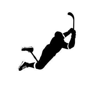 Hockey Player Silhouette - Mid-Air Slapshot