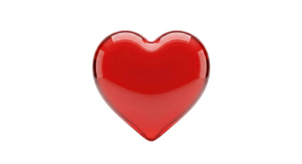 Fototapeta premium Red glossy 3d heart symbol for love and valentines day celebration romantic wedding anniversary and medical healthcare icon isolated on transparent background