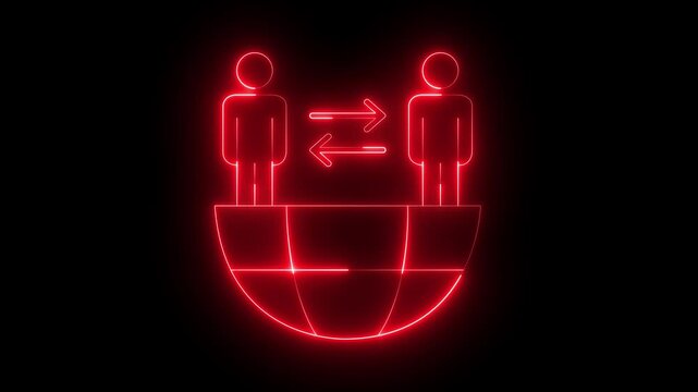 glowing neon Student Exchange Program icon isolated on black background. outline global education. International student swap. International learning system. symbol for mobile concept and web design.