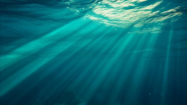 Sunlight Rays Penetrating Clear Ocean Water Underwater