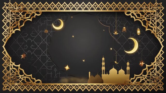 Premium Ramadan Islamic Pattern Ornament Loop Video, Traditional Arabesque Ramadan Islamic Frame Animation, Royal Ramadan Islamic Ornament Luxury Video Background