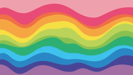 Gordijnen Abstracte kunst A vibrant, flowing abstract art piece featuring a rainbow color palette  © Dedek