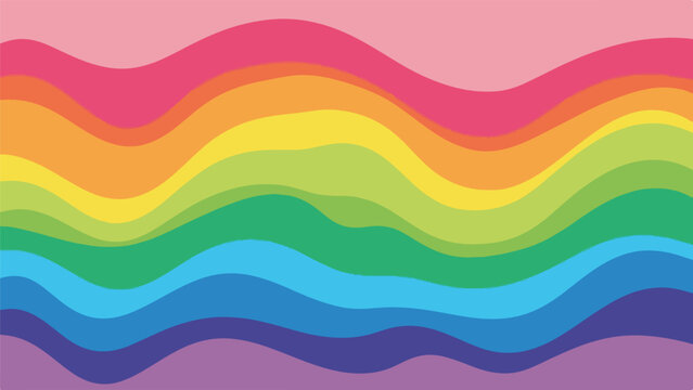 A vibrant, flowing abstract art piece featuring a rainbow color palette