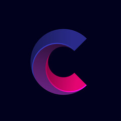 Modern Gradient Letter C Logo Vector, Creative Alphabet Typography Icon, Abstract Branding Design Template on Dark Background