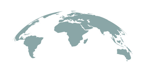 Obraz premium Curved World Map Silhouette, Half Globe Blue Planet Earth, Worldwide Geography Business Travel Map, Africa Asia America Europe Australia Vector Illustration.