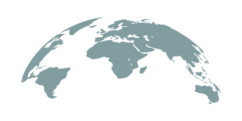 Curved World Map Silhouette, Half Globe Blue Planet Earth, Worldwide Geography Business Travel Map, Africa Asia America Europe Australia Vector Illustration.