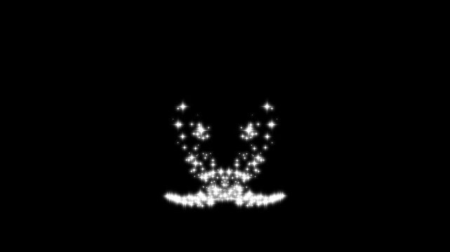 4k glitter sparkles line trail, fast line glitter motion, white cartoon blinking stars, flat vector doodle sparkle, glowing light trails, 2D shining twinkle effect on black screen background.