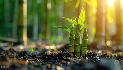 Bamboo sprout growth outdoors
