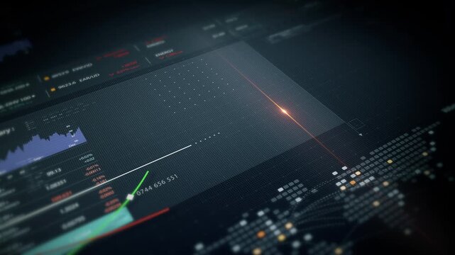 Futuristic screen display matrix, hi-tech digital data telemetry with encrypted numbers, display dynamic background for computer desktop screen display format