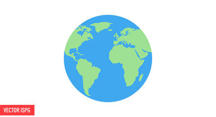 Flat Earth Globe Icon - World Map Vector Illustration