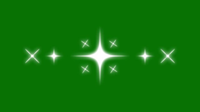 Sparkling night sky filled with bright blinking vector stars and glitter dust bursts, elegant retro twinkle effects shining with smooth motion, festive star sparkle animation on or green screen 4K