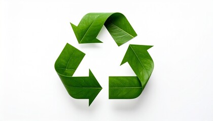 Green recycling arrows glowing with leafy textures in harmony.