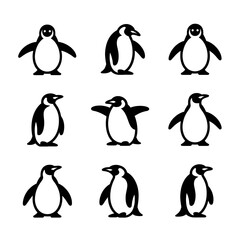 Obraz premium Group of King Penguins Isolated on White Background