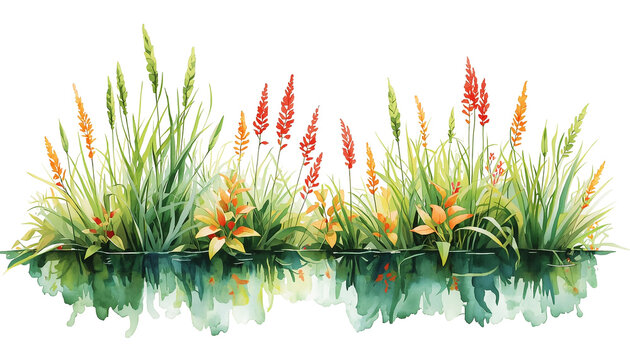 Underwater algae, sea grass on the ocean