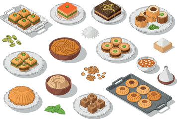 Delicious Assortment of Middle Eastern Desserts and Sweet Treats, Perfect for Celebrations and Gatherings