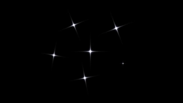 Shining white light, twinkle stars light on black screen. stars twinkle like flash rays, twinkle stars blast animated, vector star light effect doodle style retro blinking twinkle star animation. 4k