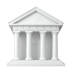 Fototapeta premium A pristine white neoclassical building with pillars and triangular pediment on black