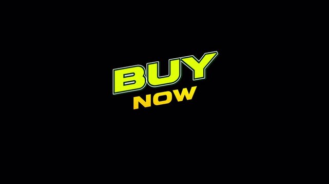 Animated Green and Yellow 'Buy Now' Text Transparent Background