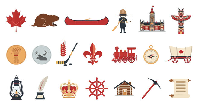 Canadian Icons Collection: Maple Leaf, Beaver, RCMP, Totem Pole