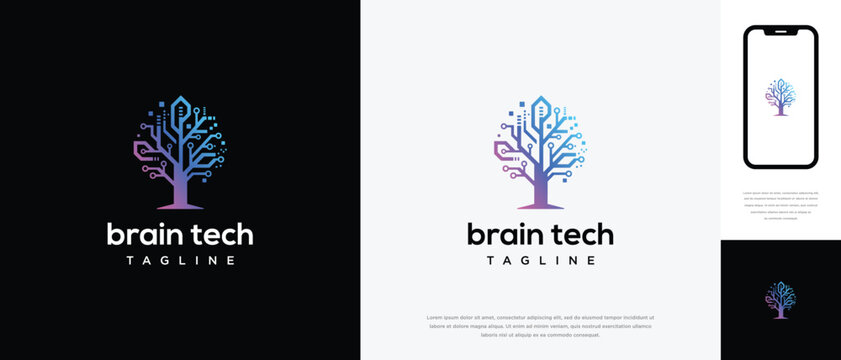 Tree Logo Technology Innovation Growth AI Digital.