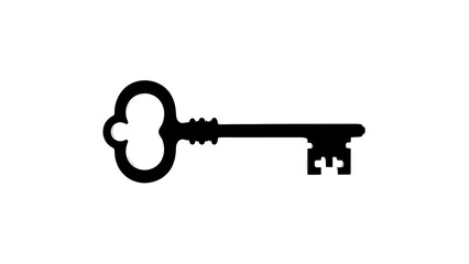 Vintage key silhouette on white background
