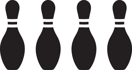 Fototapeta premium Four identical bowling pins in a row on white background