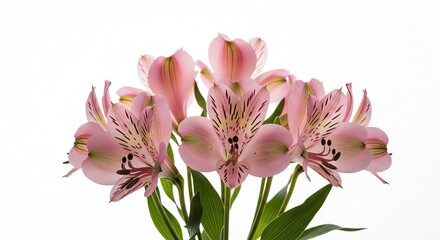 Naklejka premium Pink Alstroemeria flowers against white background