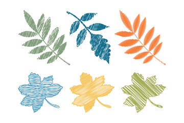 Leaves from a tree, hand-drawn with doodles and strokes, a drawing for your creativity, for making postcards, banners, websites, vector illustration