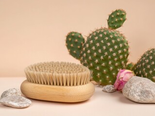 Natural bristle brush nestled amongst desert flora.