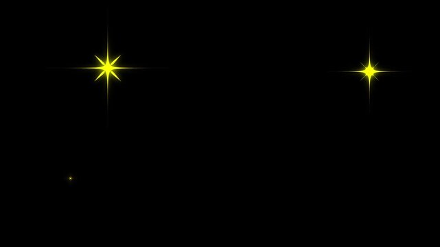 Shiny sparkle twinkle stars animation with glowing light trails white doodle star flashes glitter motion explosion and magical shine effects on dark black background
