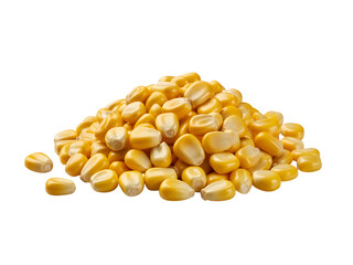 Pile of yellow corn kernels isolated on transparent background