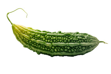 Bitter melon isolated on transparent background with stem