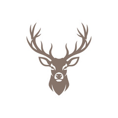 Majestic Stag Head Silhouette with Antlers, Elegant Deer Emblem, Wildlife Icon