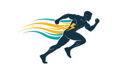 Obraz premium Dynamic Runner Speeding Forward with Energy Streaks for Fitness, Sports, and Health Marketing