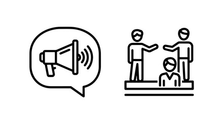 Fototapeta premium Megaphone and Team Icons for Announcement and Collaboration
