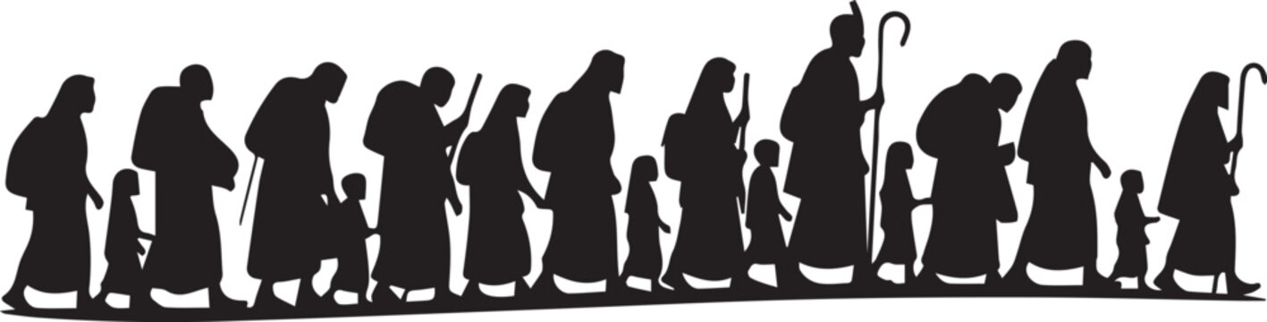 Silhouette of a pilgrimage group