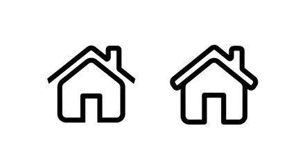 Fototapeta premium Two outline house icons with different roof styles on white