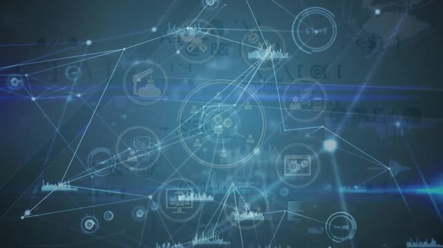 Animation of data processing with cogs over icons
