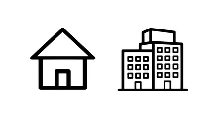 Icons: Single House and Multi-story Office Building