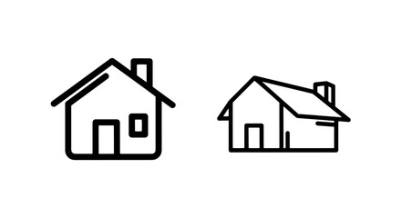 Obraz premium Outline Icons of Houses with Chimneys and Windows